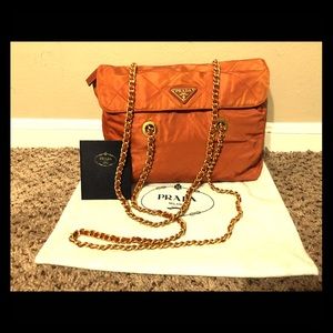 ***SOLD*****PRADA Orange Quilted Nylon bag